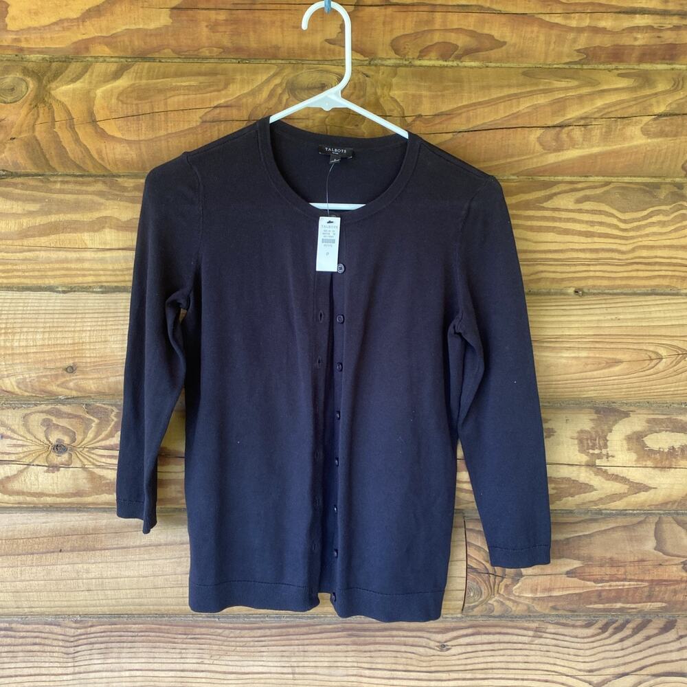 TALBOTS Navy Charming Cardigan Size PXS 3/4 Sleeve NEW WITH TAGS black